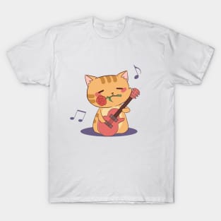 Cute Chibi Cat Playing Guitar I T-Shirt